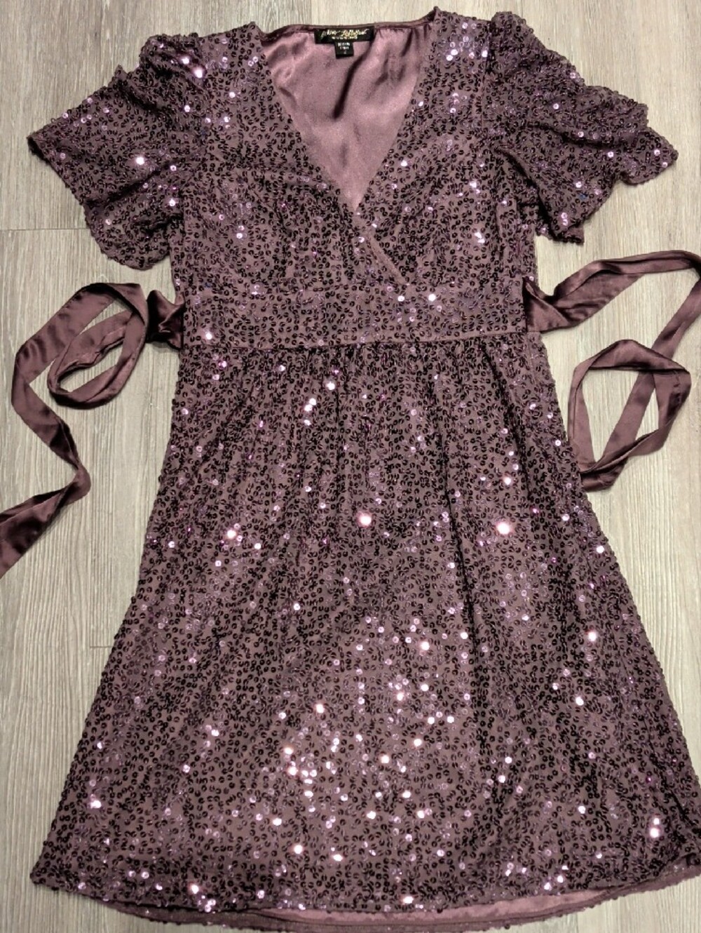 VTG Betsey Johnson Silk Sequin Dress Whimsigoth Empire Waist Mauve Purple S - Picture 4 of 4